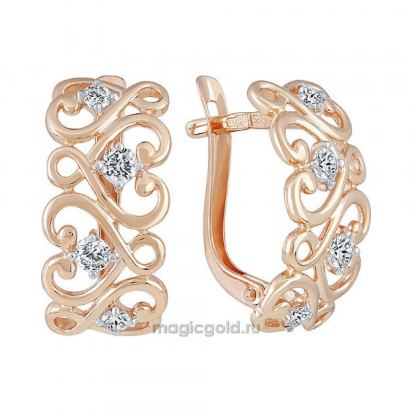 Золотые серьги с фианитом № 140448