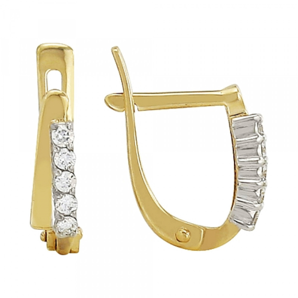 Золотые серьги с бриллиантом № 96353