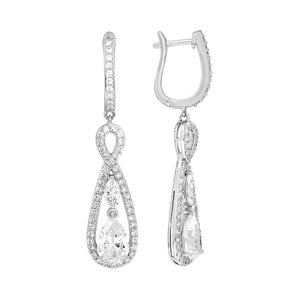 Серебряные серьги с фианитами № 112736
