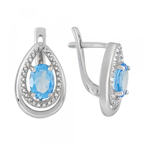 Золотые серьги с топазом и фианитом № 119326