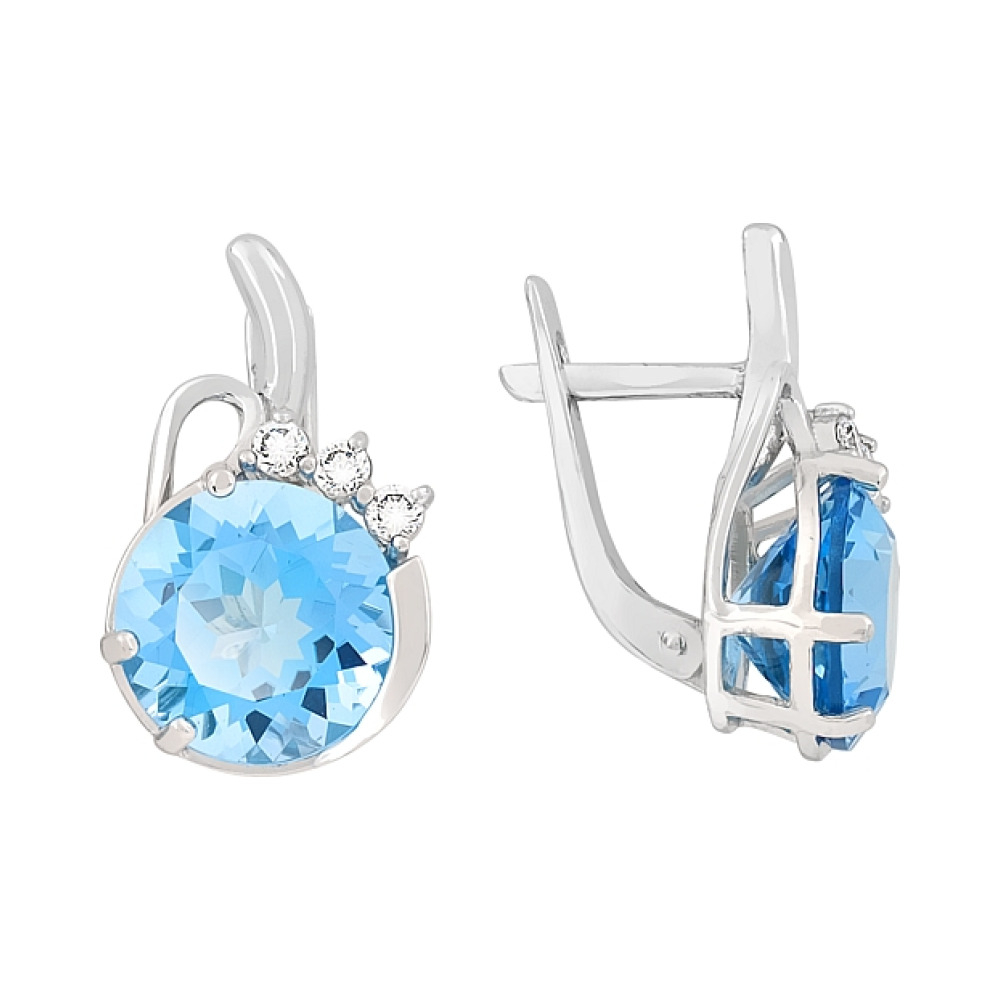 Золотые серьги с топазом и фианитом № 76107