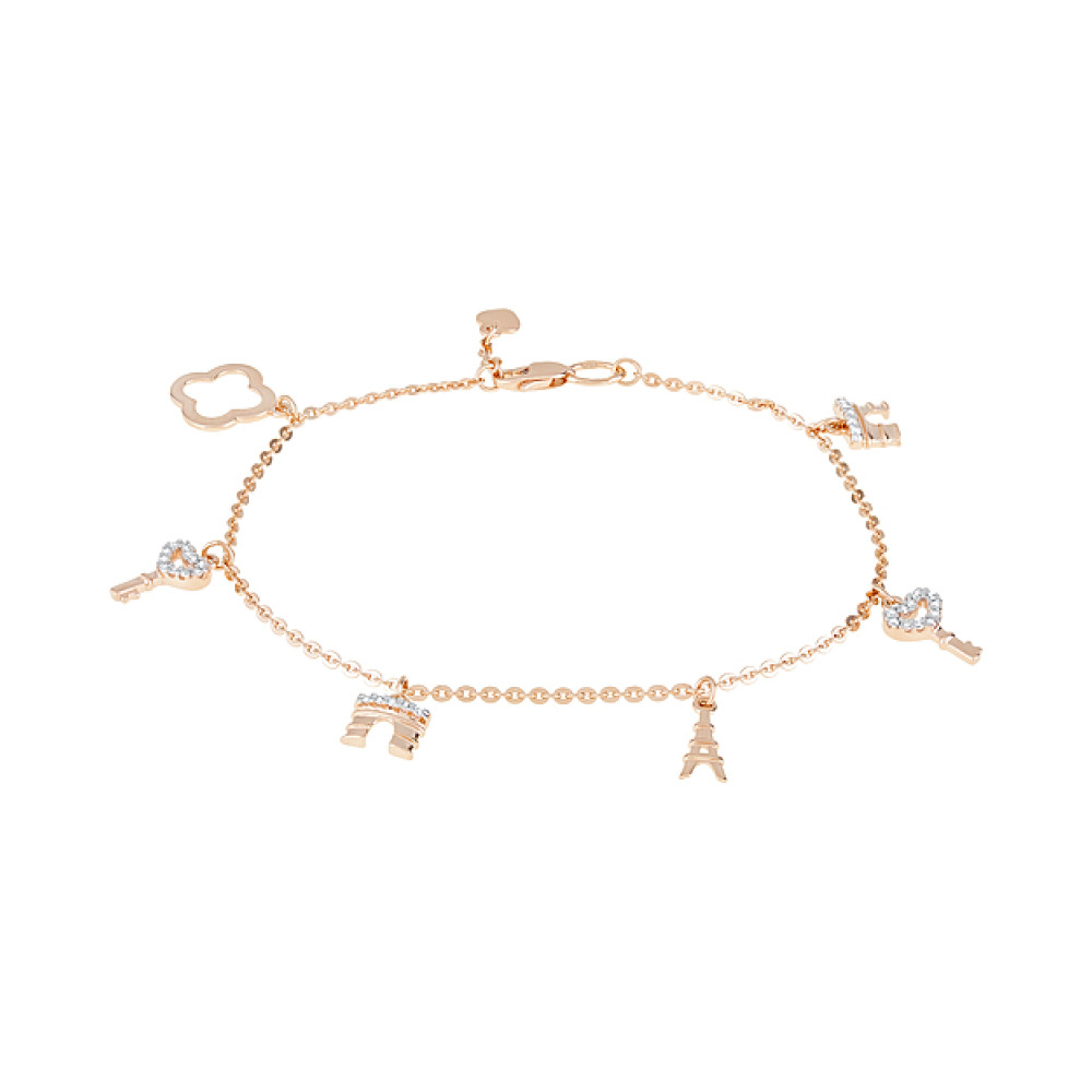 Золотой браслет с фианитами № 124359