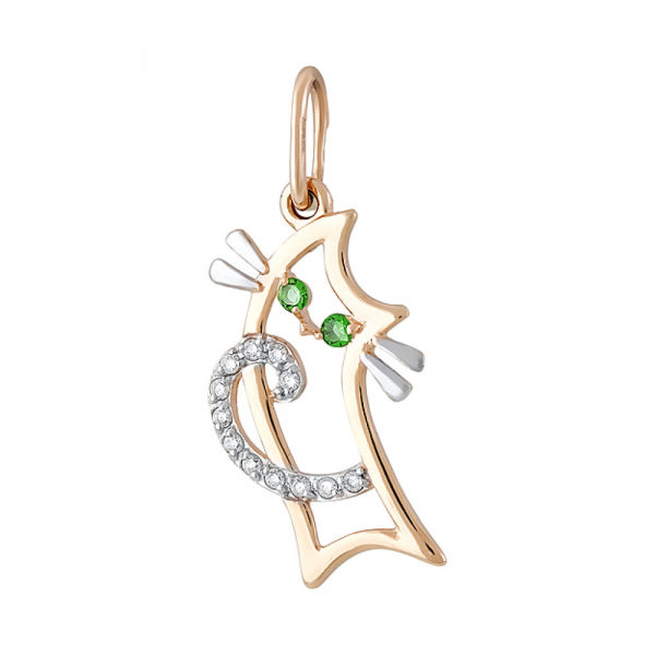 Золотая подвеска с фианитом № 130007