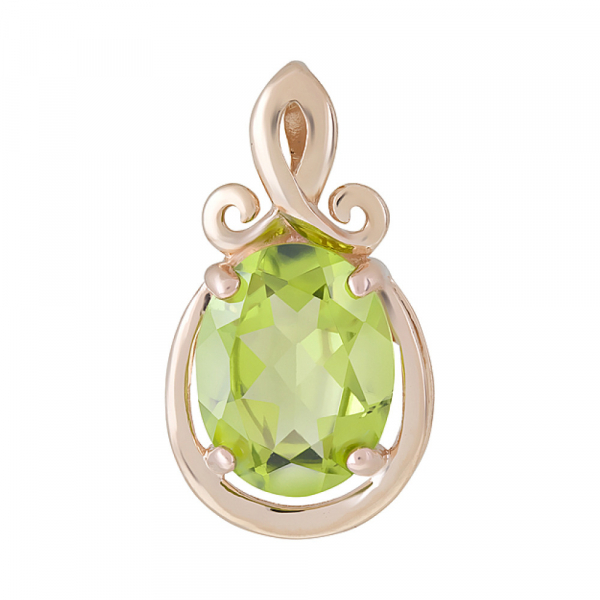 Золотая подвеска с хризолитом № 124570