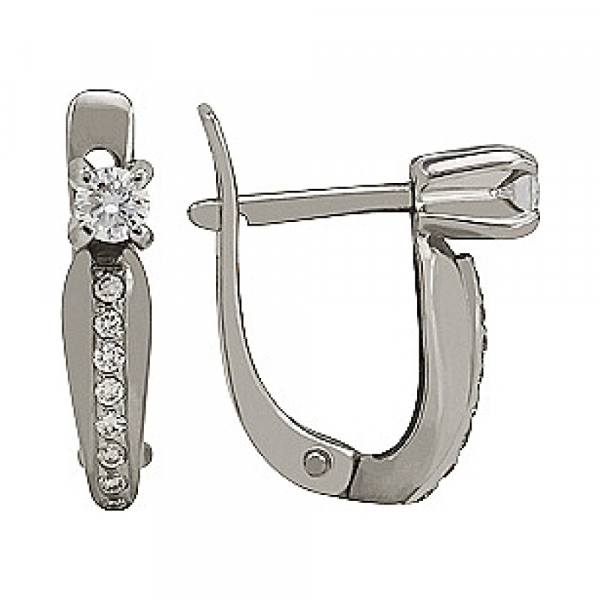 Золотые серьги с бриллиантом № 115713