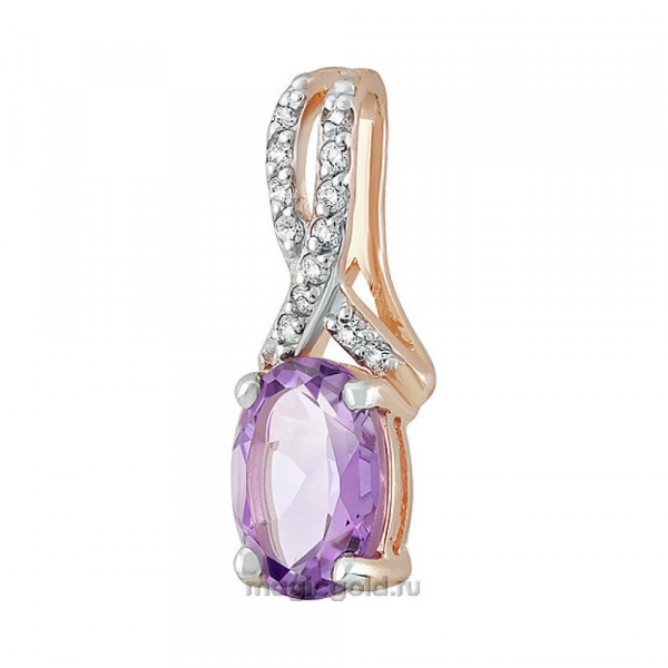 Золотая подвеска с аметистом и фианитом № 139871