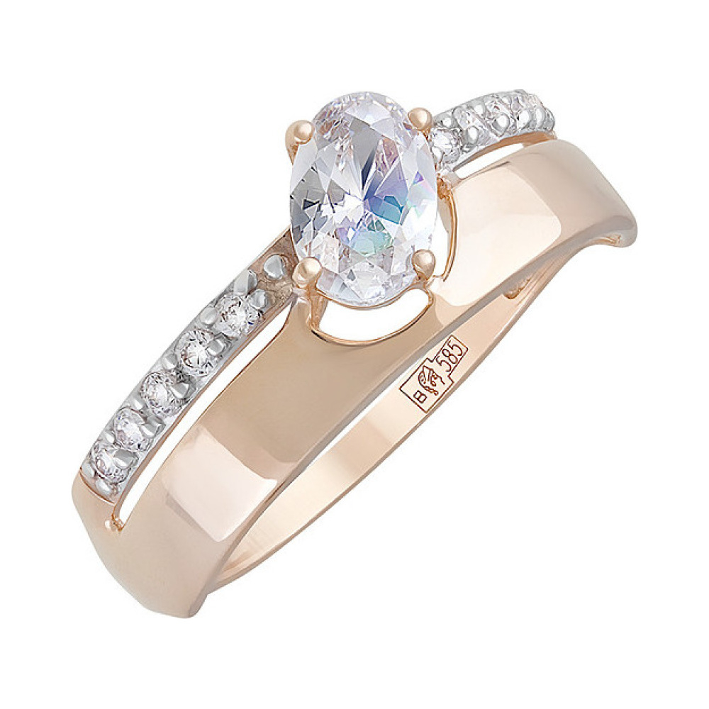 Золотое кольцо с фианитом № 127487