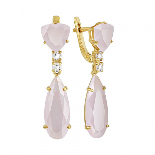 Серебряные серьги с алпанитом , фианитом и золотым покрытием № 132487