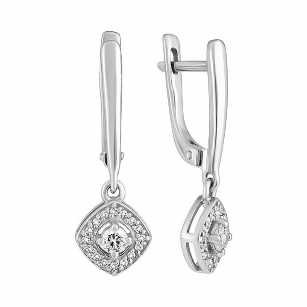 Серебряные серьги с фианитом № 133030