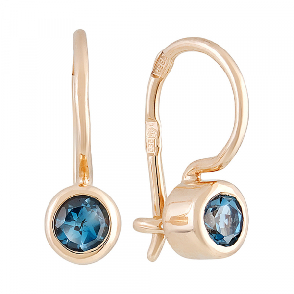 Золотые серьги с топазом № 129787