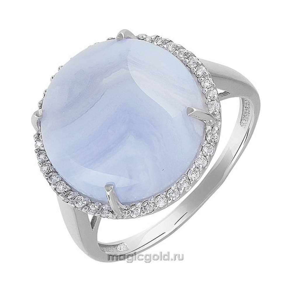 Серебряное кольцо с агатом и фианитом № 155967