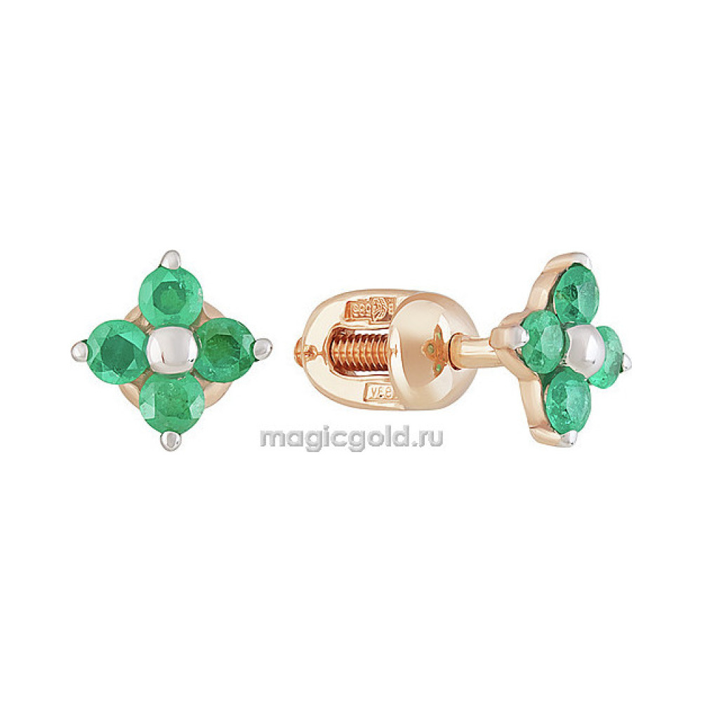 Пуссеты с изумрудом № 156536