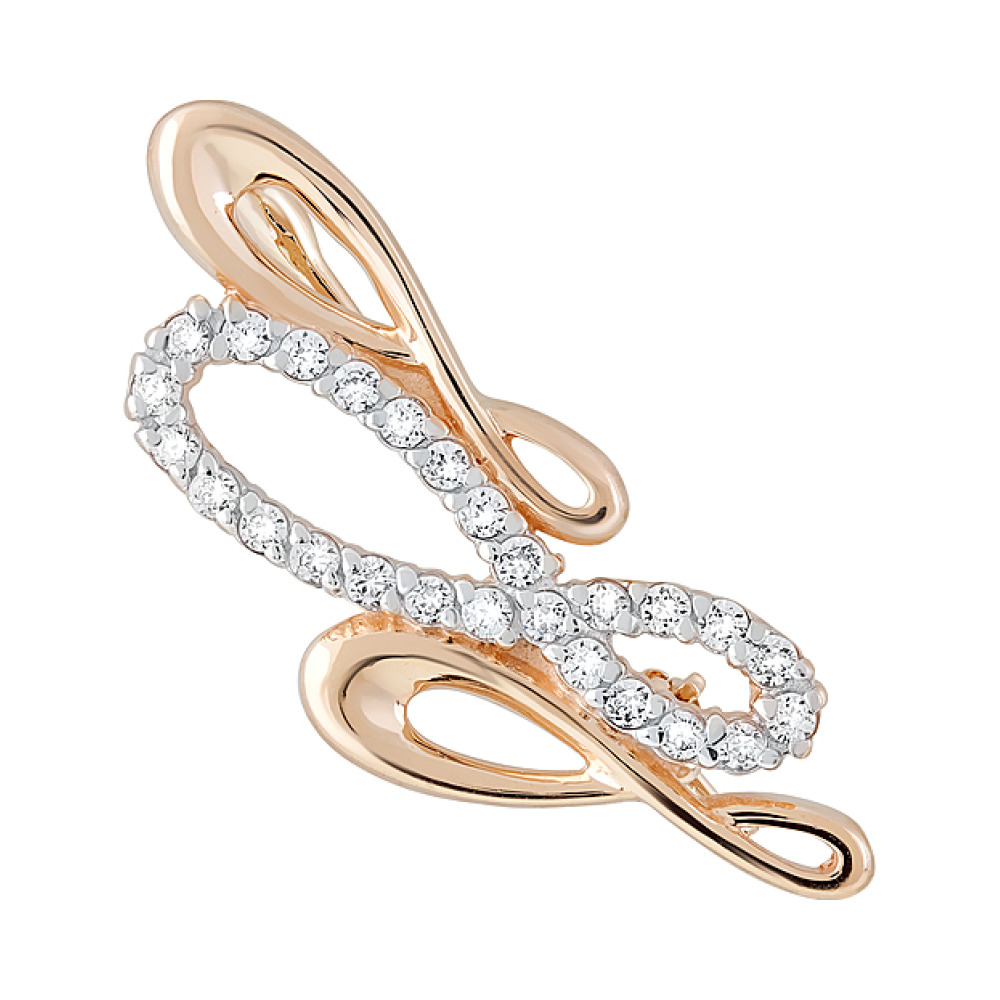 Золотая брошь с фианитами № 121575