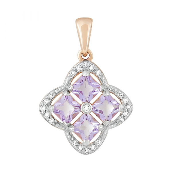 Золотая подвеска с аметистом и фианитом № 118946
