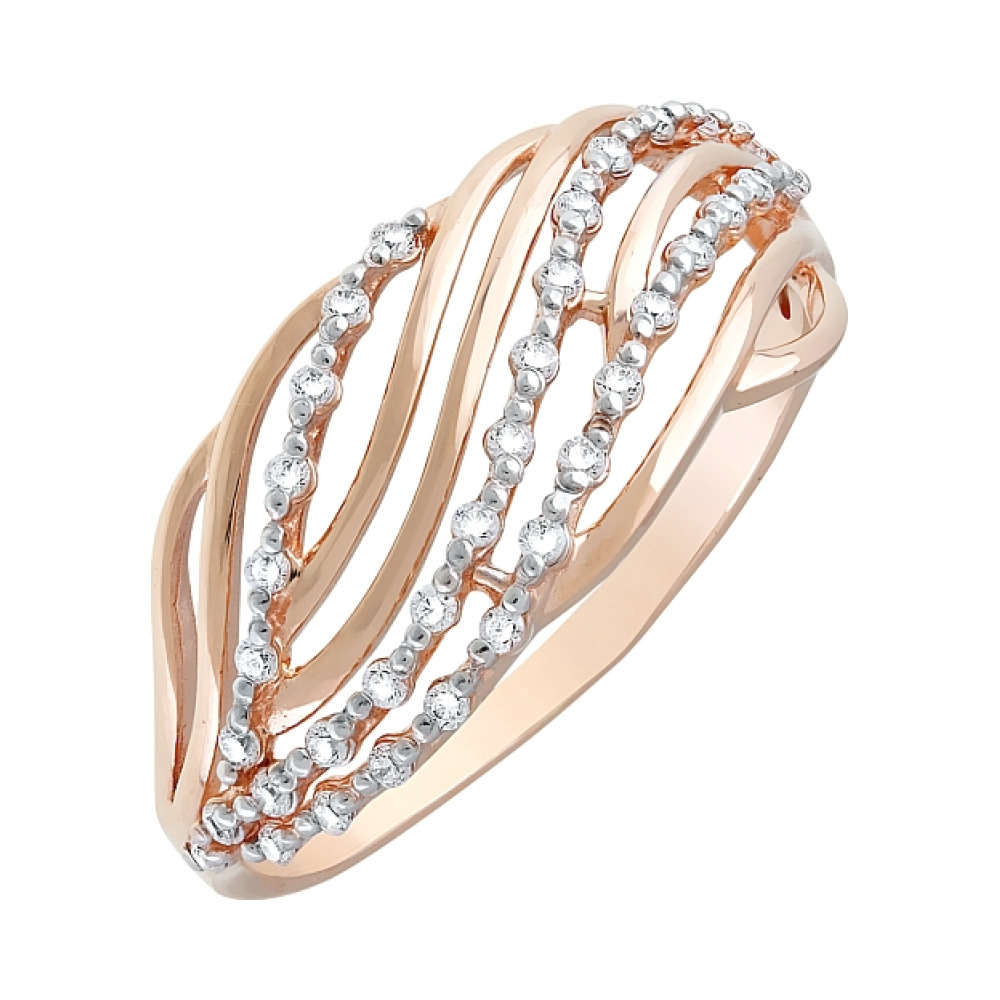 Золотое кольцо с фианитами № 120624