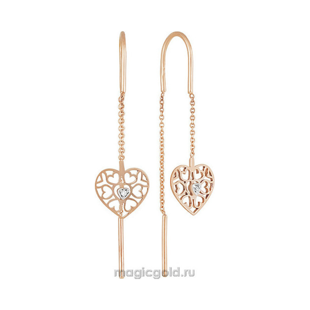 Золотые серьги с фианитом № 156111