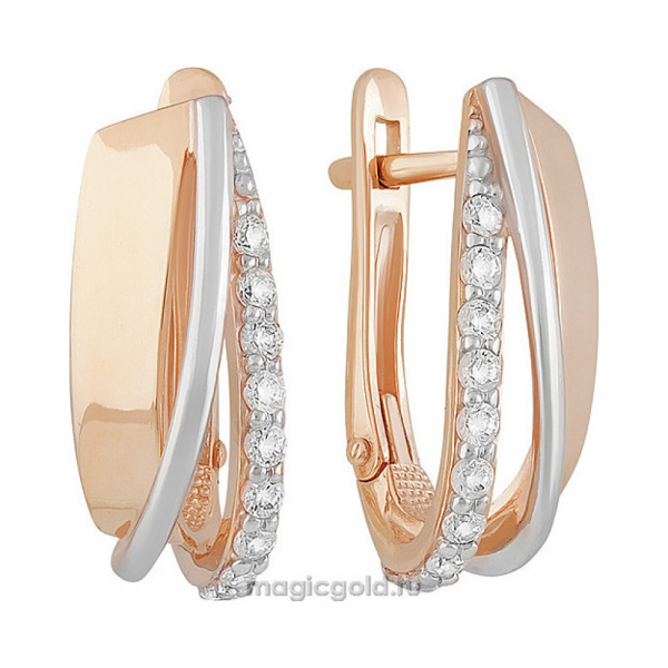 Золотые серьги с фианитом № 156103