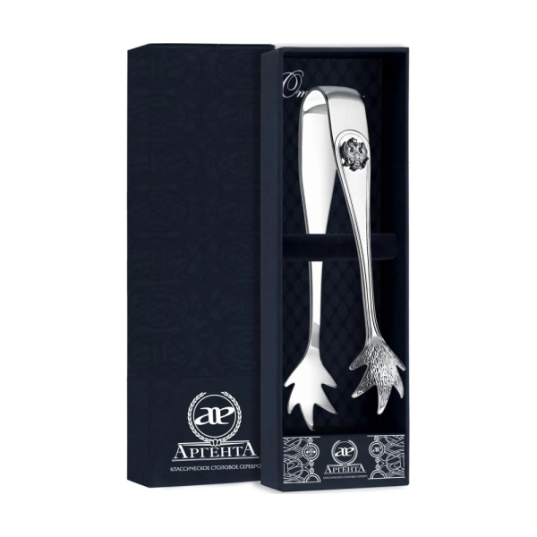 Щипцы для сахара Герб в футляре из серебра 925 пробы