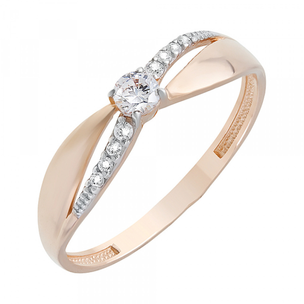 Золотое кольцо с фианитами № 126665