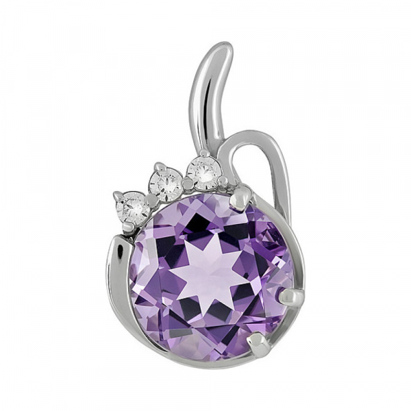 Серебряная подвеска с аметистом и фианитом № 133138