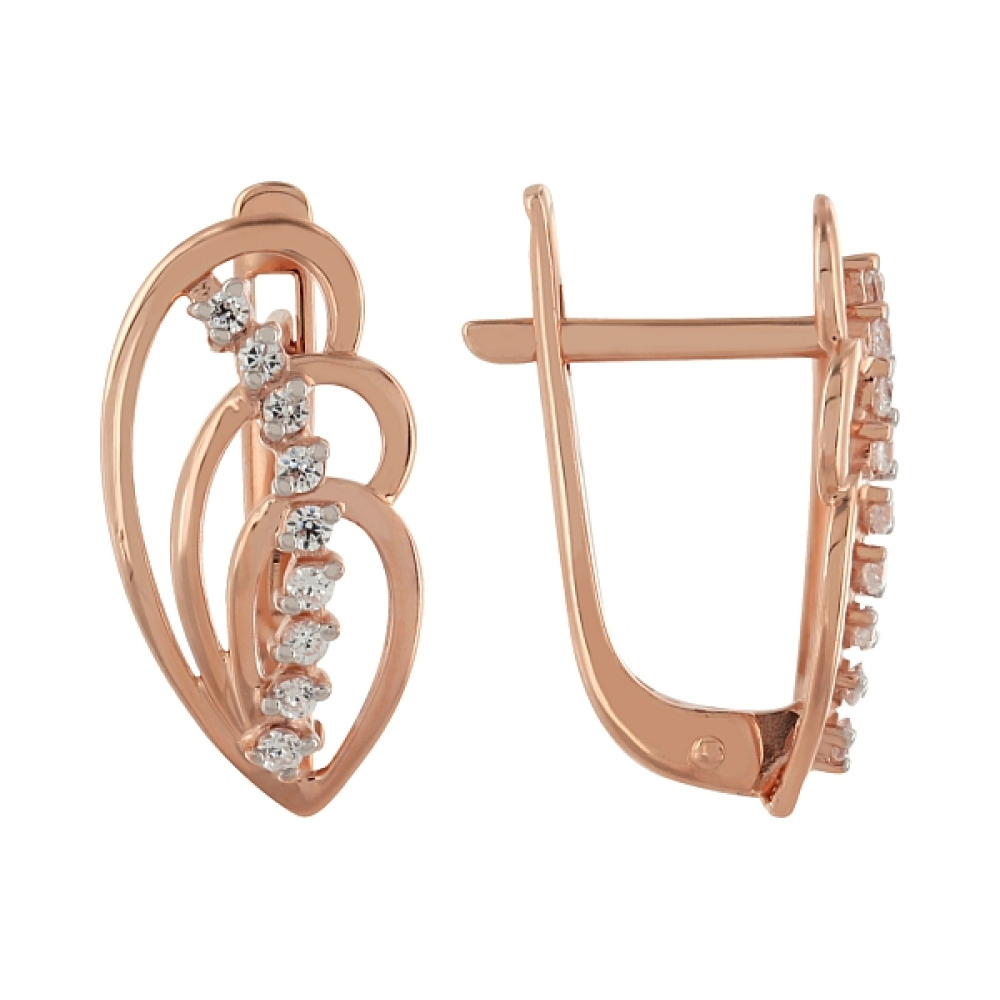 Золотые серьги с фианитами № 102055