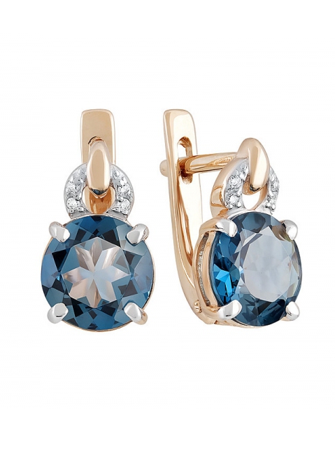 Золотые серьги с топазом и фианитом № 131889