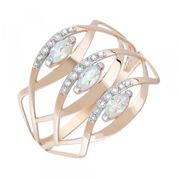 Золотое кольцо с фианитами № 129057