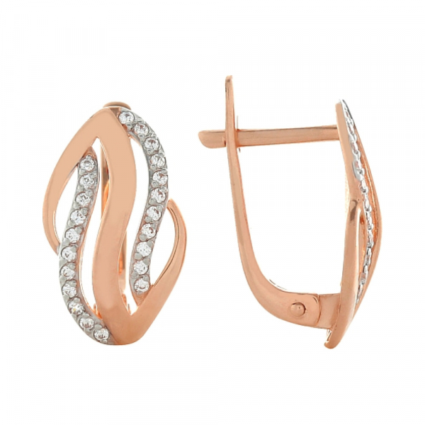 Золотые серьги с фианитами № 100317