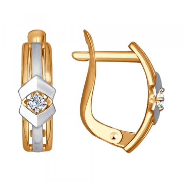 Золотые серьги с фианитом № 137919