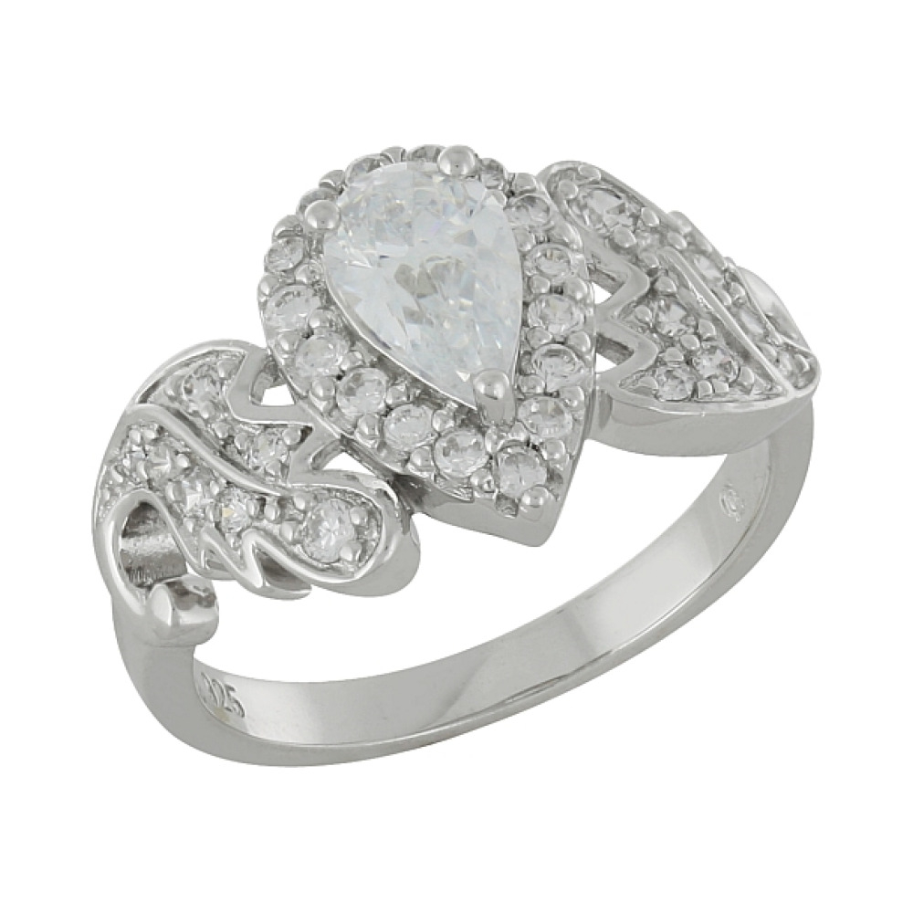 Серебряное кольцо с фианитами № 101107