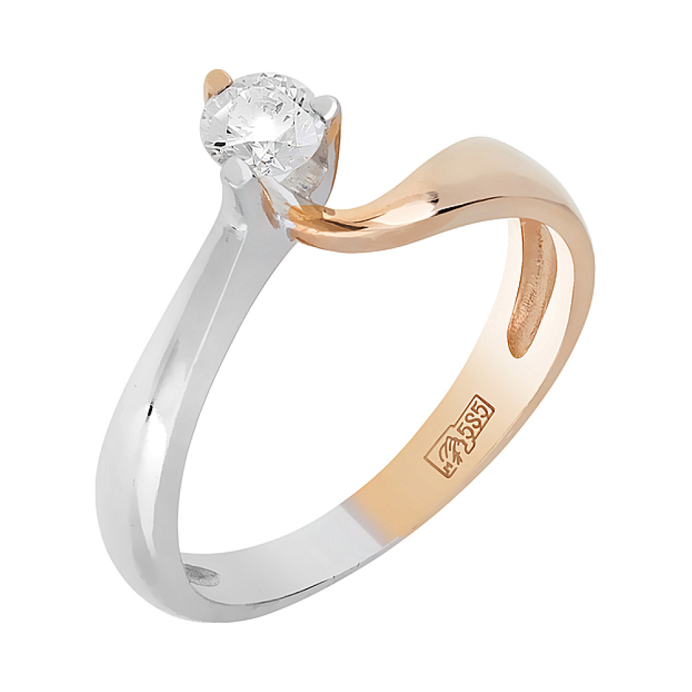 Золотое кольцо с бриллиантом № 66972