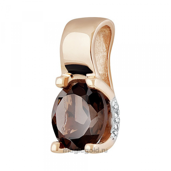 Золотая подвеска с раухтопазом и фианитом № 139259