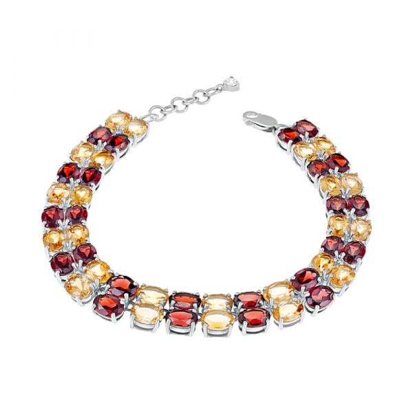 Серебряный браслет с полудраг. вставками и фианитом № 124220