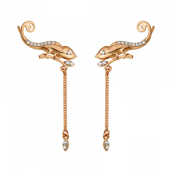 Золотые серьги с фианитом № 140309