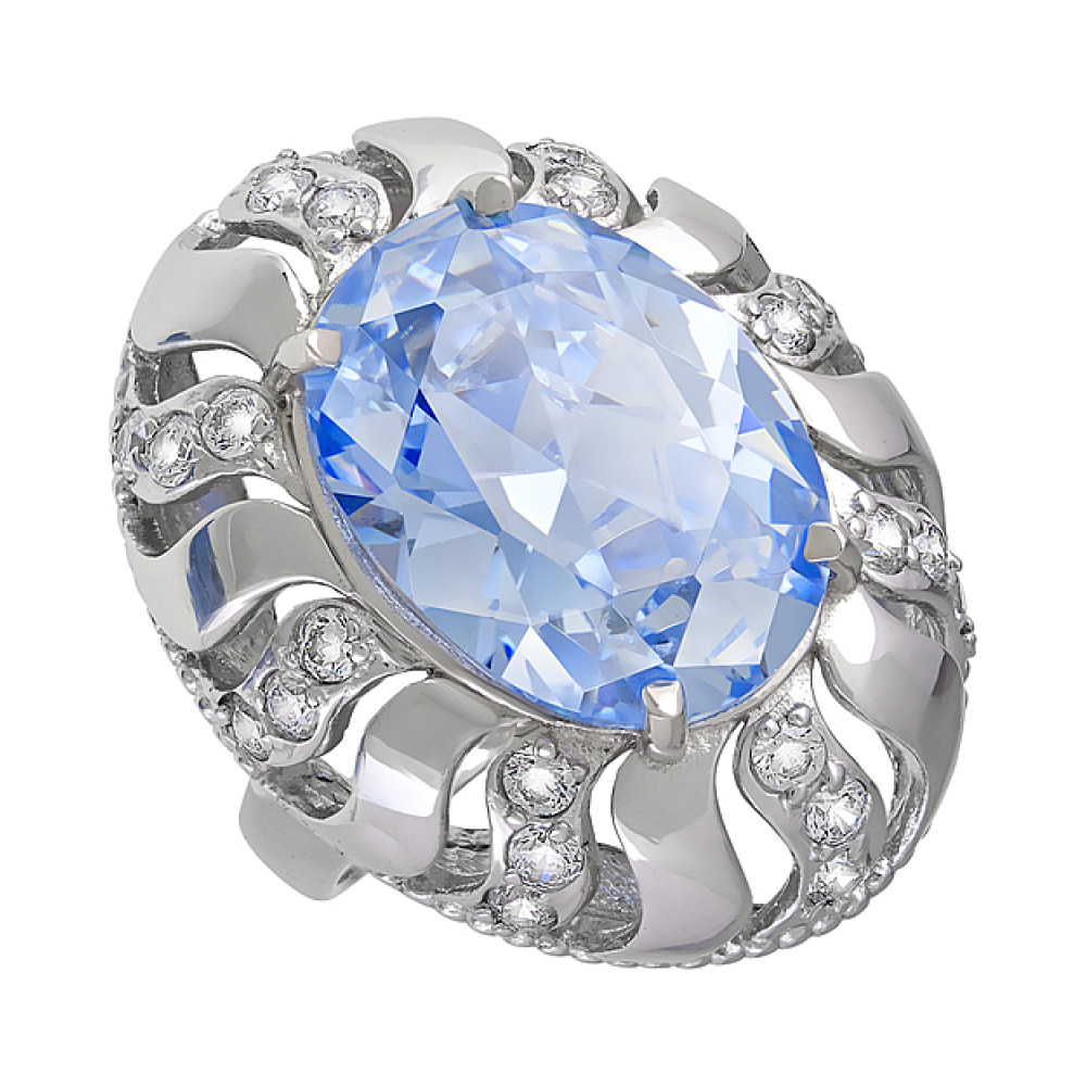 Серебряное кольцо с фианитом № 123142