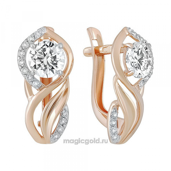 Золотые серьги с фианитом № 139963