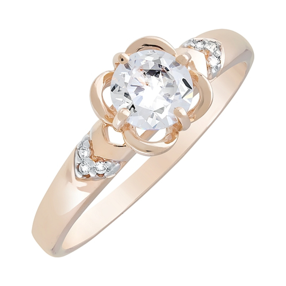 Золотое кольцо с фианитами № 121976