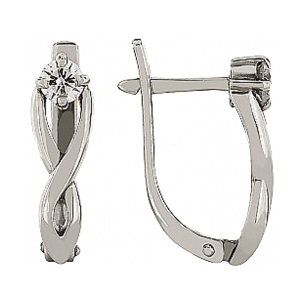 Золотые серьги с бриллиантом № 84909