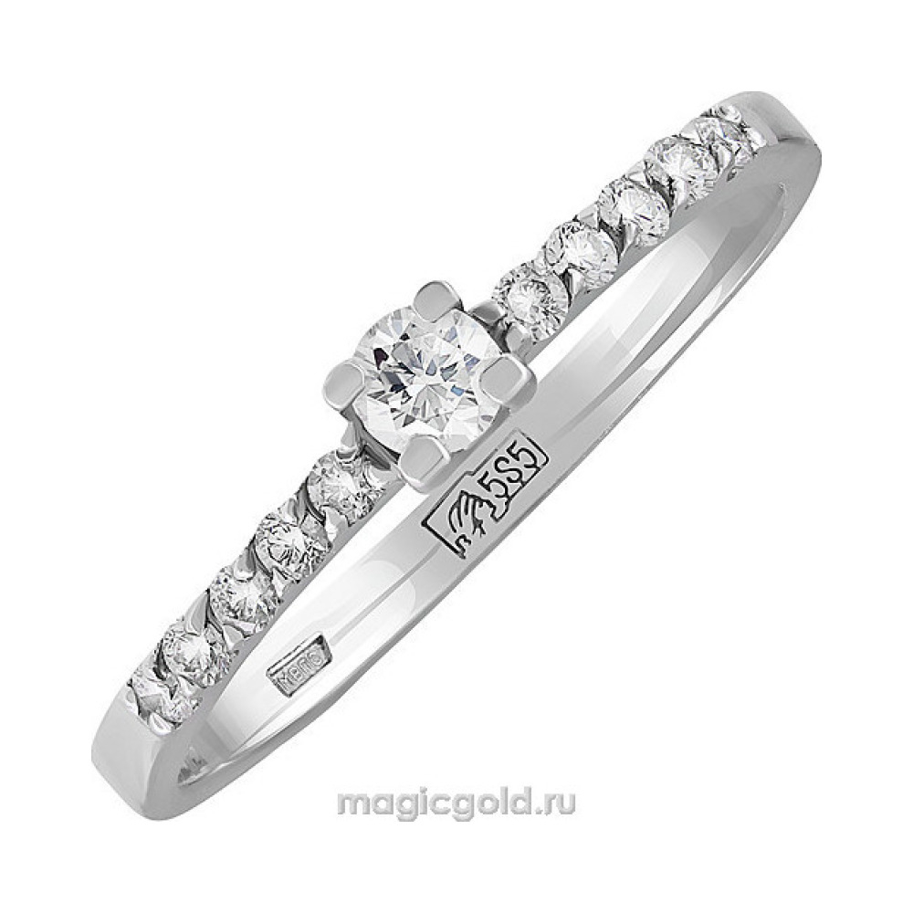 Золотое кольцо с бриллиантом № 128303