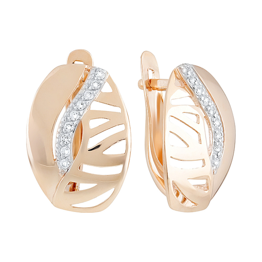 Золотые серьги с фианитом № 130016