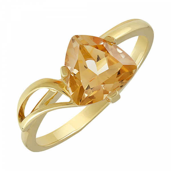 Серебряное кольцо с цитрином и золотым покрытием № 135673