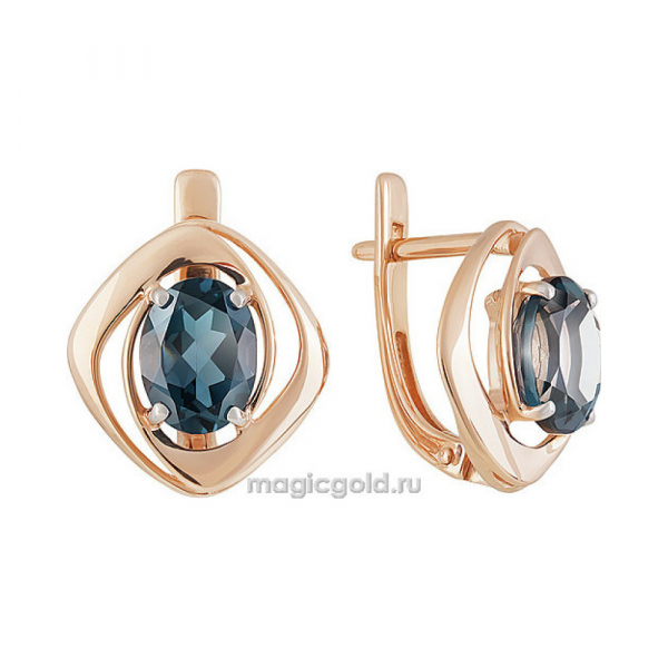 Золотые серьги с топазом № 160582