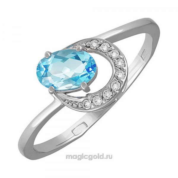 Серебряное кольцо с топазом и фианитом № 136681