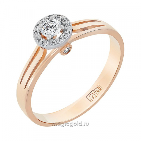 Золотое кольцо с бриллиантом № 160762