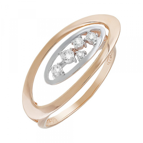 Золотое кольцо с фианитом № 133452