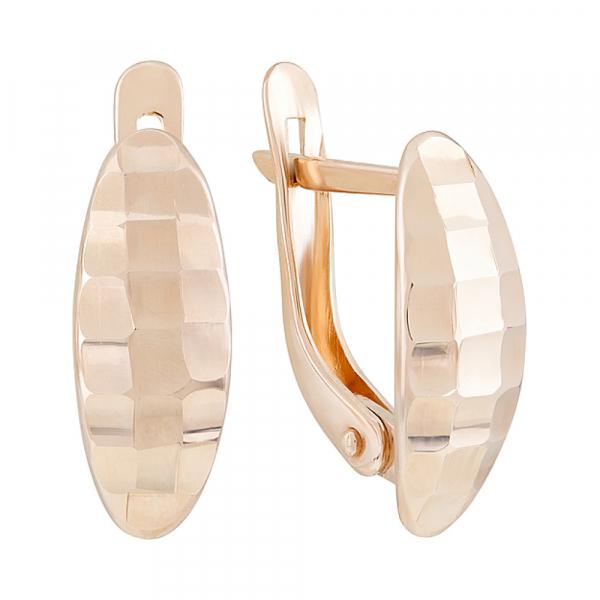 Золотые серьги без камня с алмазкой № 126745