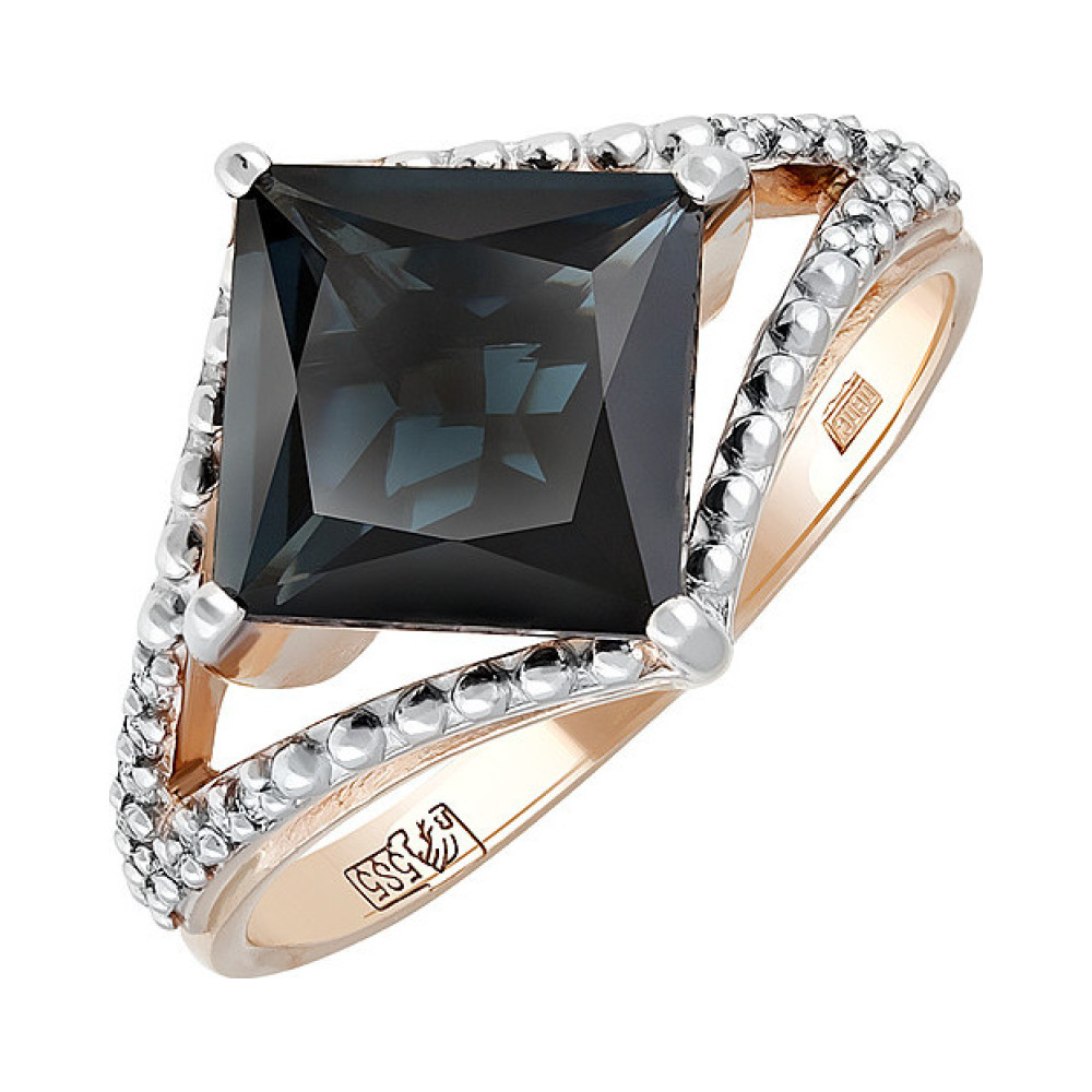 Золотое кольцо с топазом и фианитом № 118226