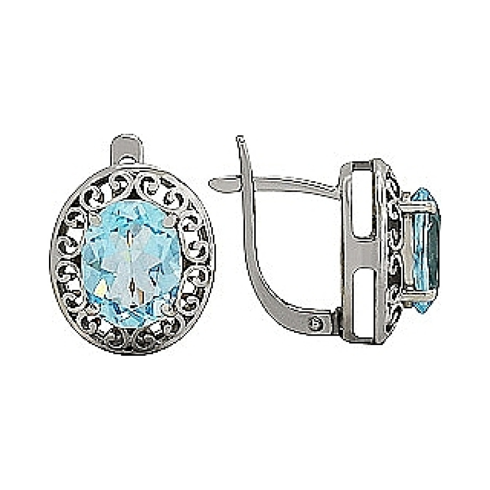 Серебряные серьги с топазом № 77509