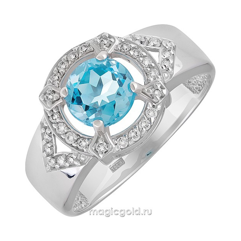 Золотое кольцо с топазом и фианитом № 137513