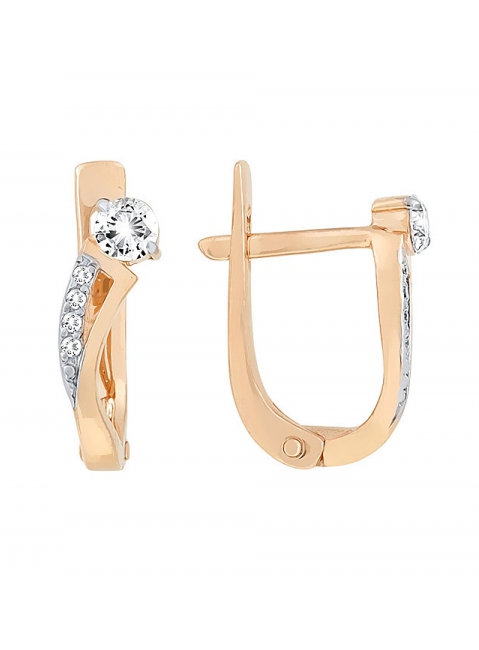 Золотые серьги с бриллиантом № 117649